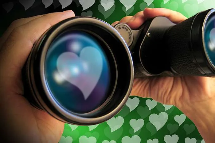 Heart image on binoculars