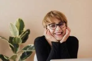 Modern siren woman smiling